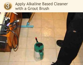 grout cleaning apply alkaline based cleaner