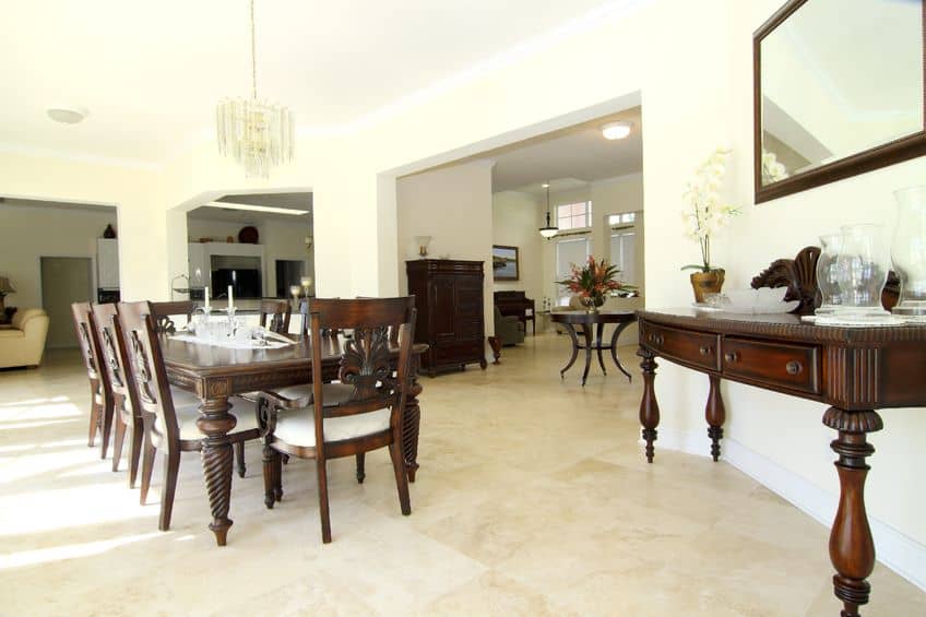 11373473 - view of a beautiful classic rich dining room with travertine floor